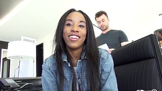 Superb ebony chick having fun in the backstage - Ashley Pink