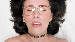 Compacted boobs solo model Casey Calvert fingers her wet fuck cleft